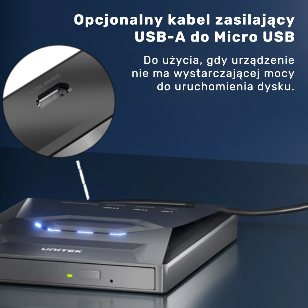 DVD grotuvas Unitek Nagrywarka zewnętrzna Unitek DVD/CD, Hub USB 5Gbps, SD kortelių skaitytuvas