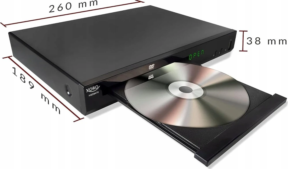 Vaizdo grotuvas Carruzzo Xoro HSD 8470 DVD grotuvas Juoda, Pilka