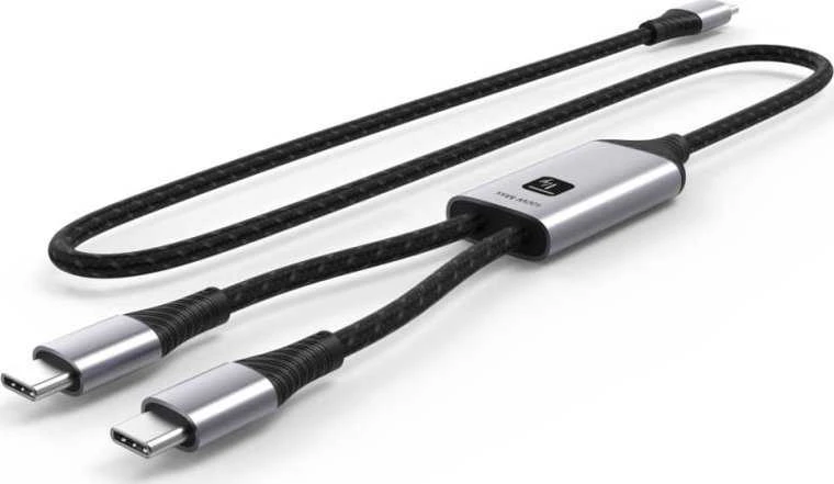 USB kabelis Techly USB-C - 2x USB-C 1,5 m juodas-pilkas (ICOC MU2C-2C100W)