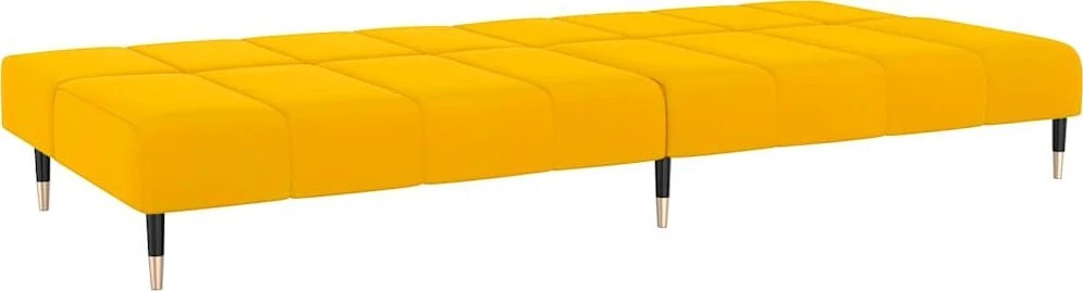 Dvivietė sofa-lova, geltonos spalvos, aksomas