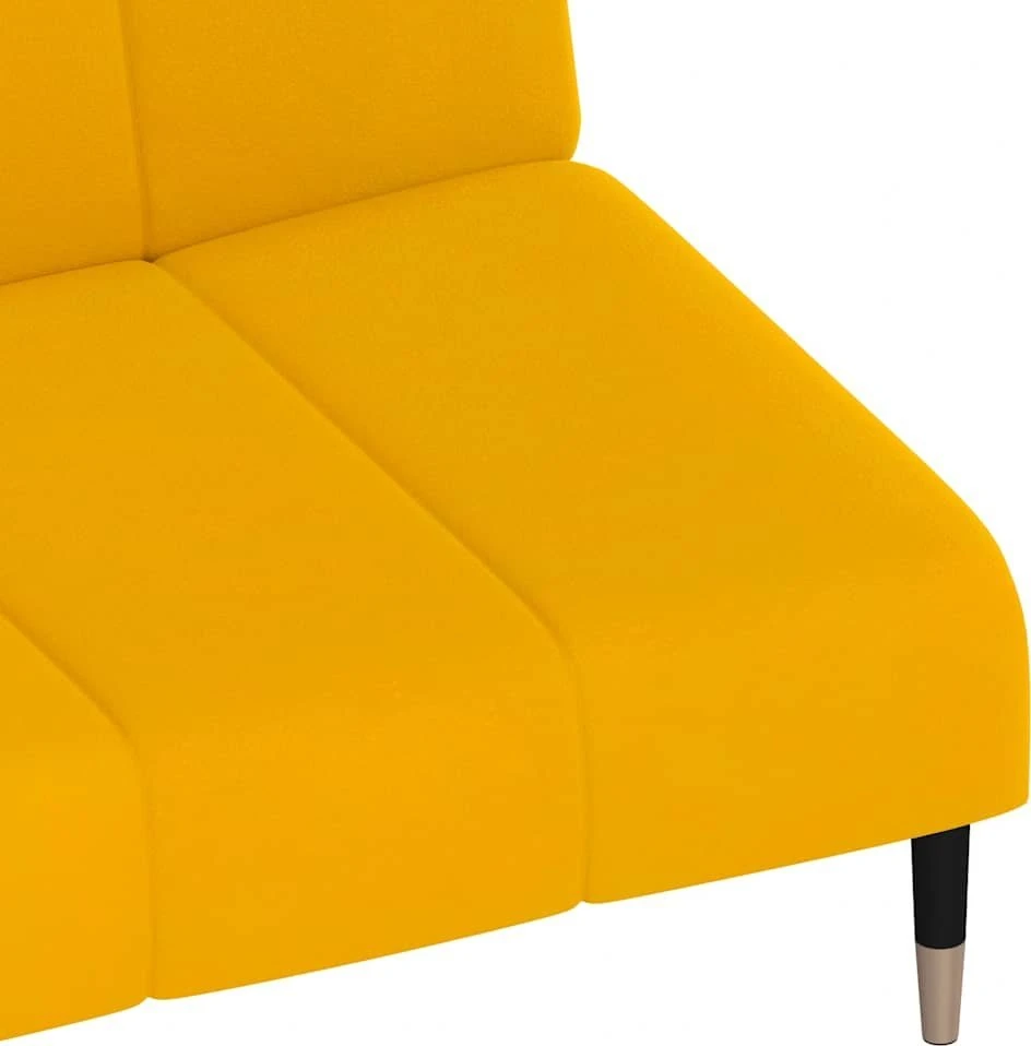 Dvivietė sofa-lova, geltonos spalvos, aksomas