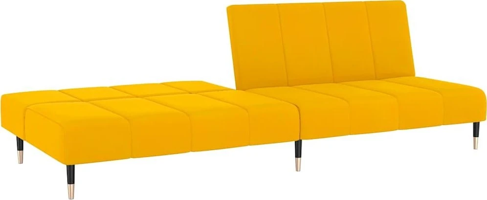 Dvivietė sofa-lova, geltonos spalvos, aksomas