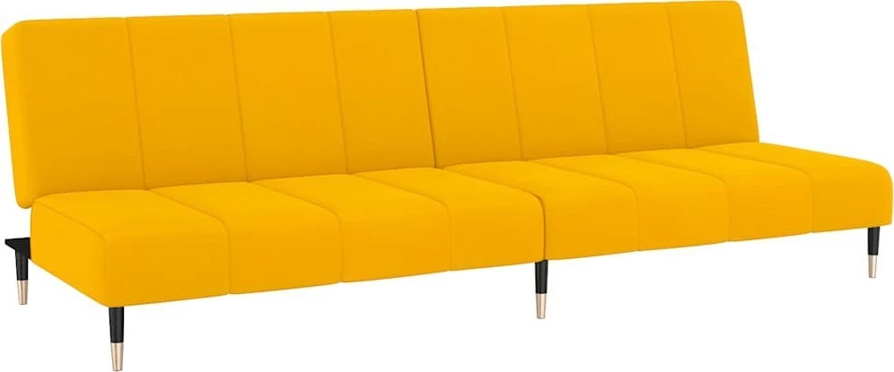 Dvivietė sofa-lova, geltonos spalvos, aksomas