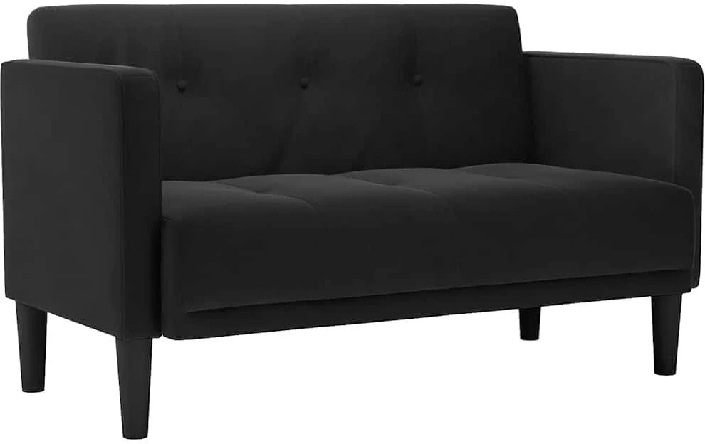 Dvivietė sofa, juoda, 111 cm, aksomas