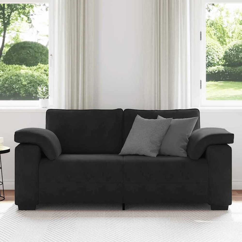 Dvivietė sofa, juoda, 180x77x82 cm, aksominė