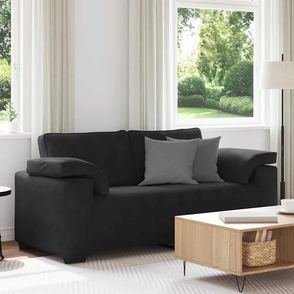 Dvivietė sofa, juoda, 180x77x82 cm, aksominė