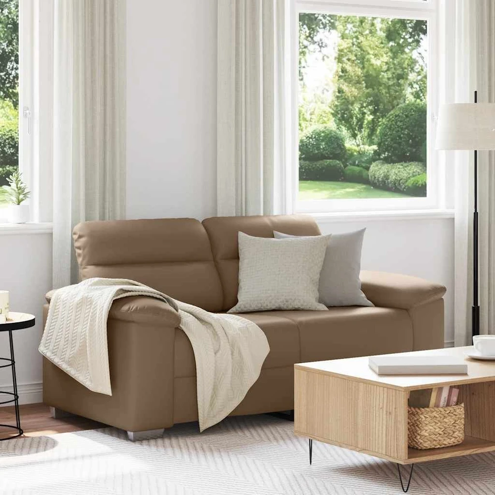 Dvivietė sofa, kapučino spalvos, 160x81x84 cm, dirbtinė oda