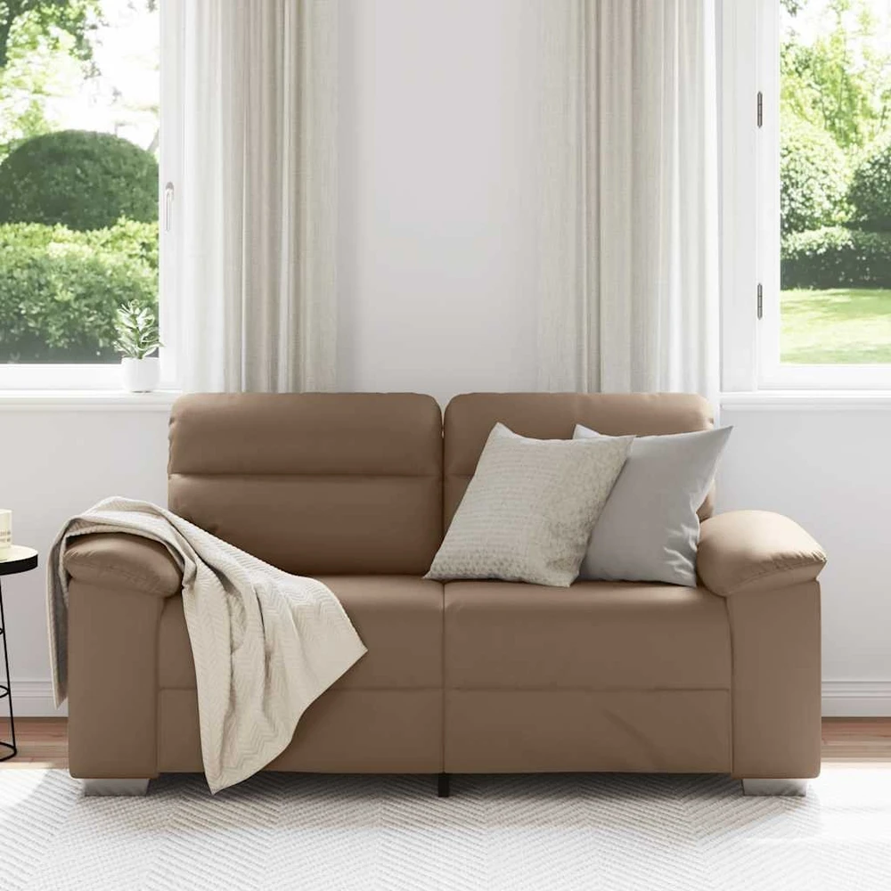 Dvivietė sofa, kapučino spalvos, 160x81x84 cm, dirbtinė oda