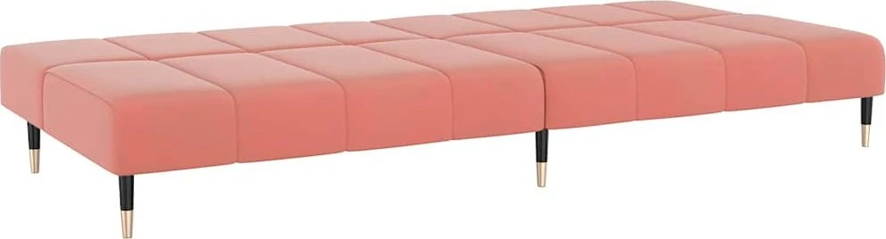 Dvivietė sofa-lova, rožinės spalvos, aksomas