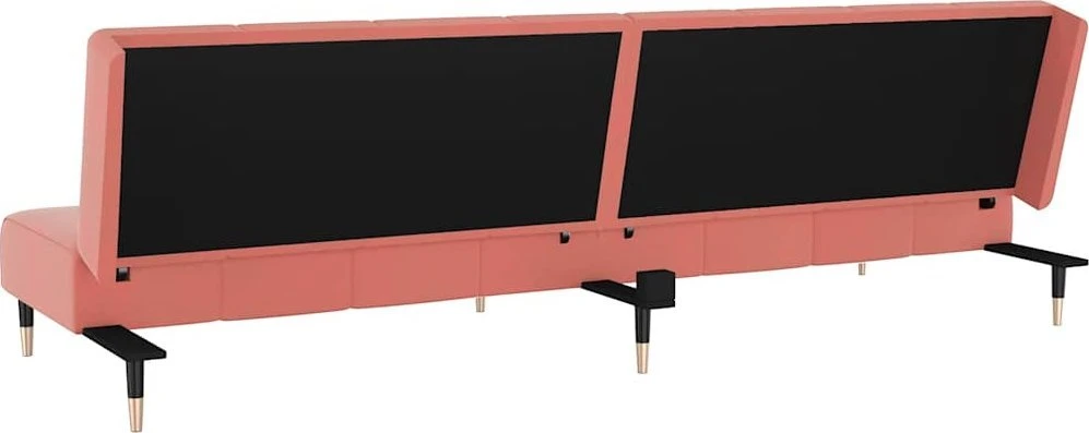 Dvivietė sofa-lova, rožinės spalvos, aksomas