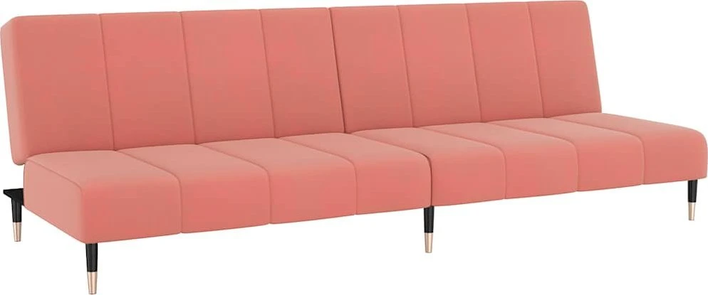Dvivietė sofa-lova, rožinės spalvos, aksomas