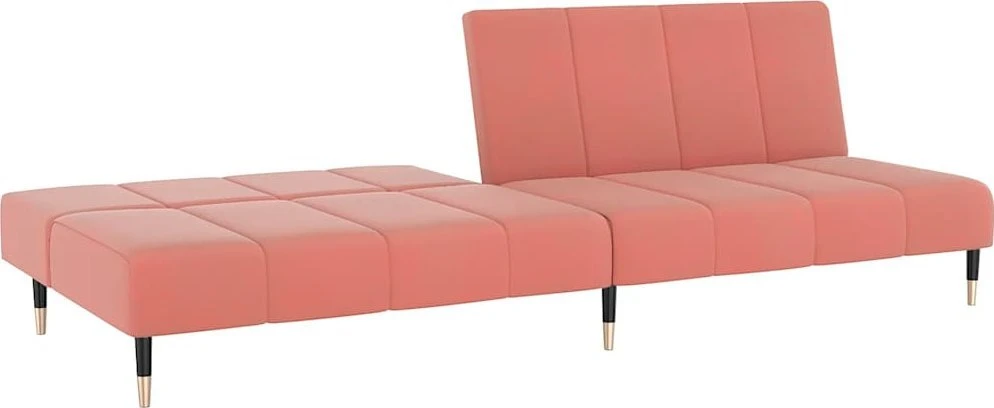 Dvivietė sofa-lova, rožinės spalvos, aksomas