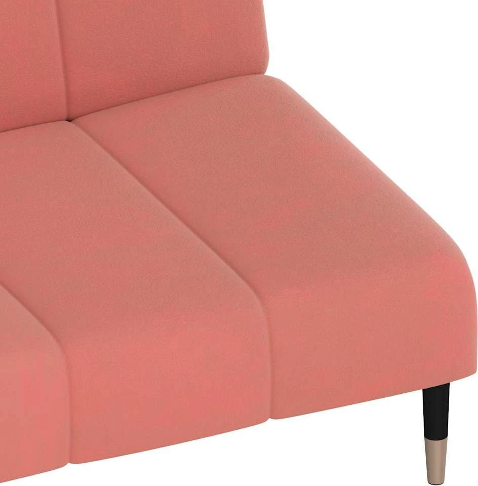 Dvivietė sofa-lova, rožinės spalvos, aksomas