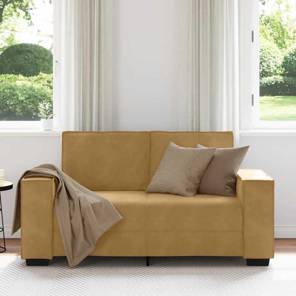 Dvivietė sofa, ruda, 160x78x84 cm, aksominė