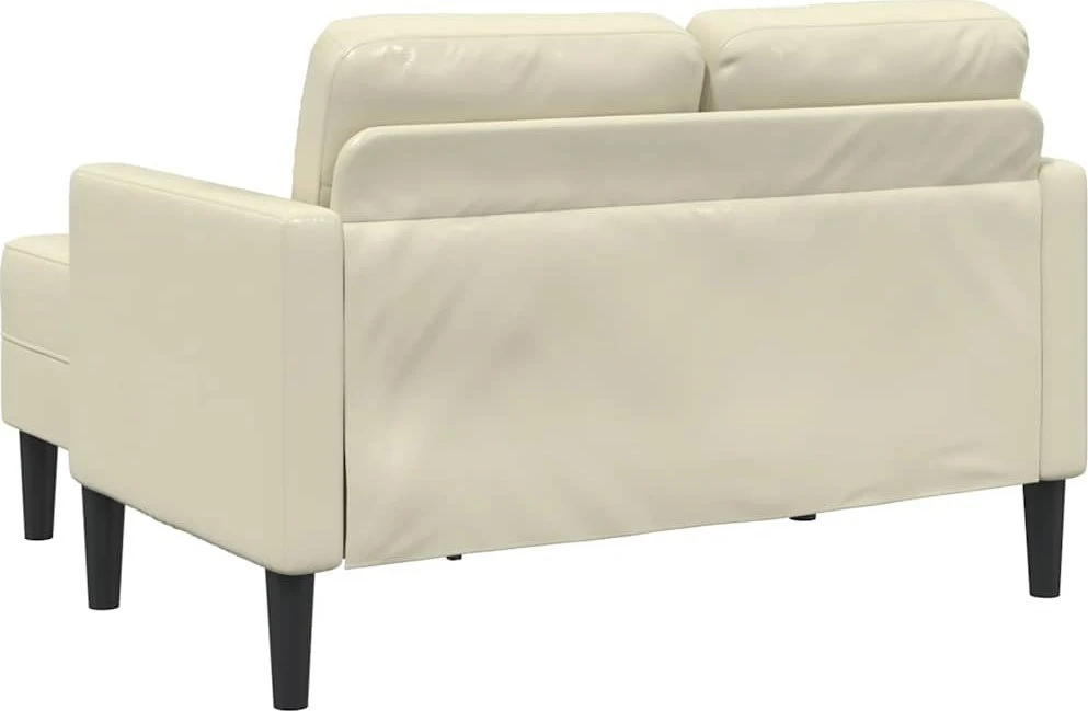 2-vietė sofa su krėslu L formos kreminė 125 cm dirbtinė oda