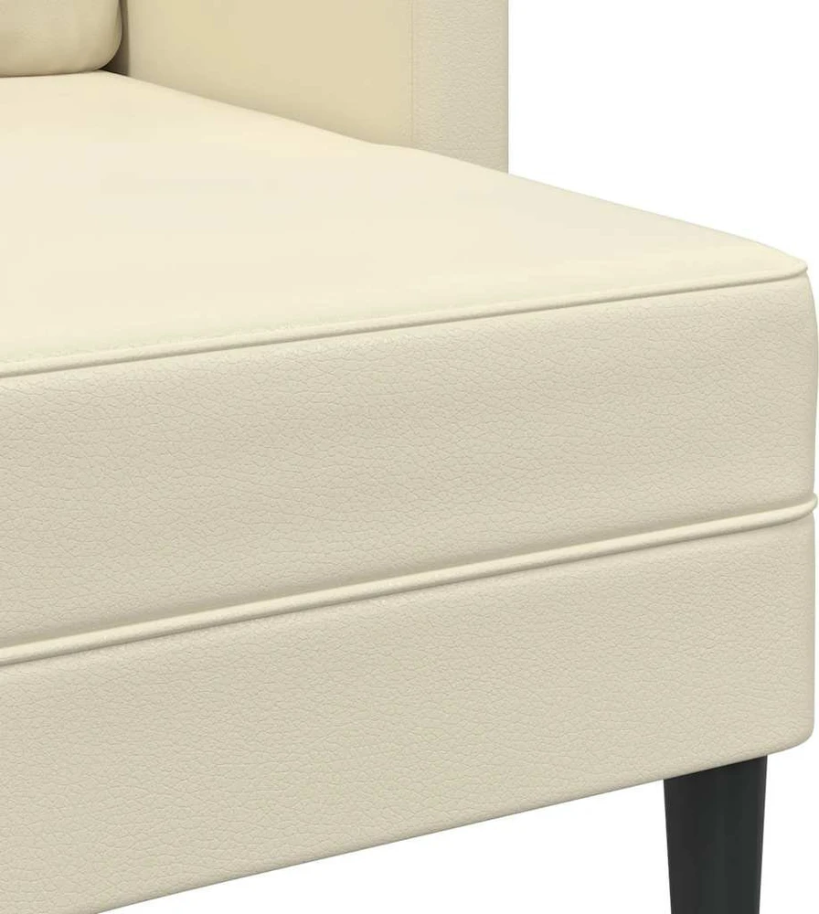 2-vietė sofa su krėslu L formos kreminė 125 cm dirbtinė oda