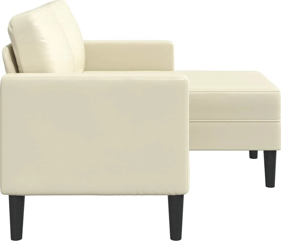 2-vietė sofa su krėslu L formos kreminė 125 cm dirbtinė oda