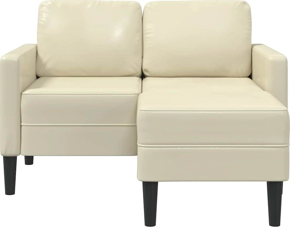 2-vietė sofa su krėslu L formos kreminė 125 cm dirbtinė oda