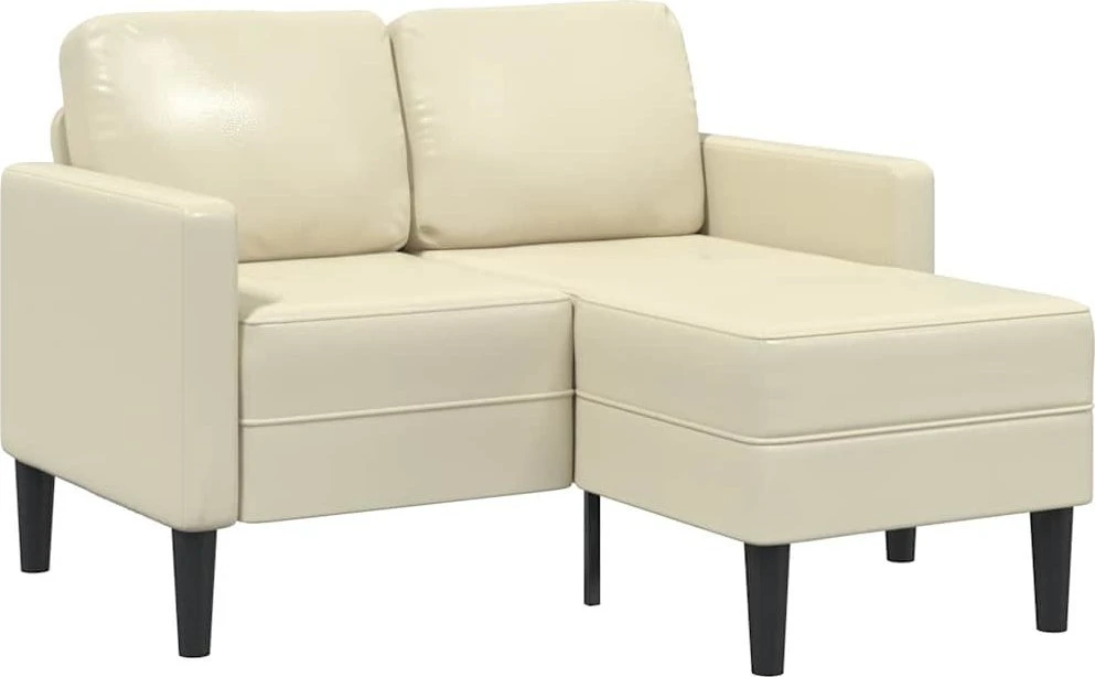 2-vietė sofa su krėslu L formos kreminė 125 cm dirbtinė oda