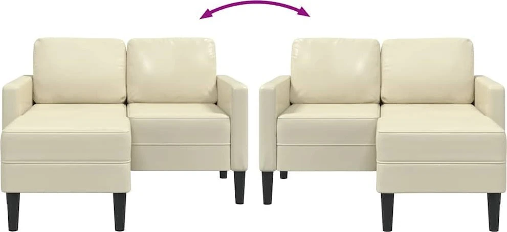 2-vietė sofa su krėslu L formos kreminė 125 cm dirbtinė oda