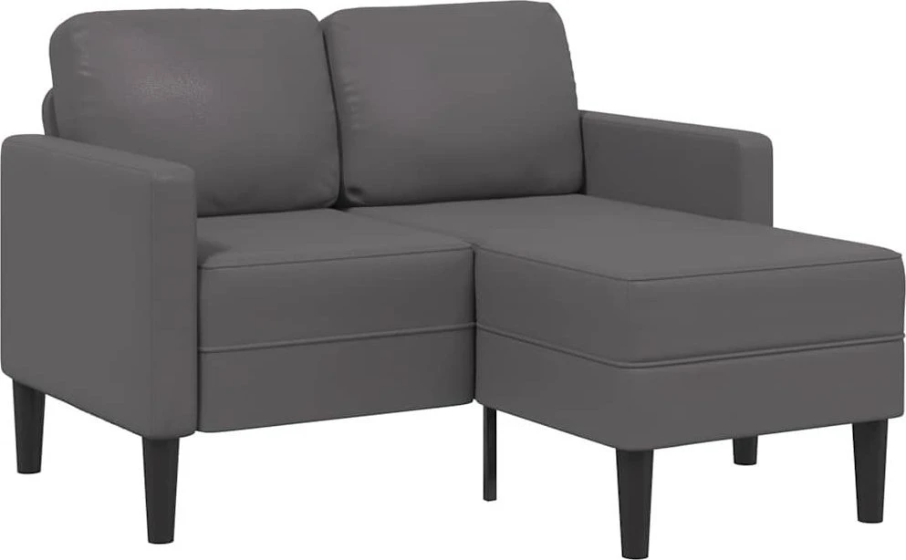 Dvivietė sofa su šezlongu, L formos, pilka, 125 cm, dirbtinė oda