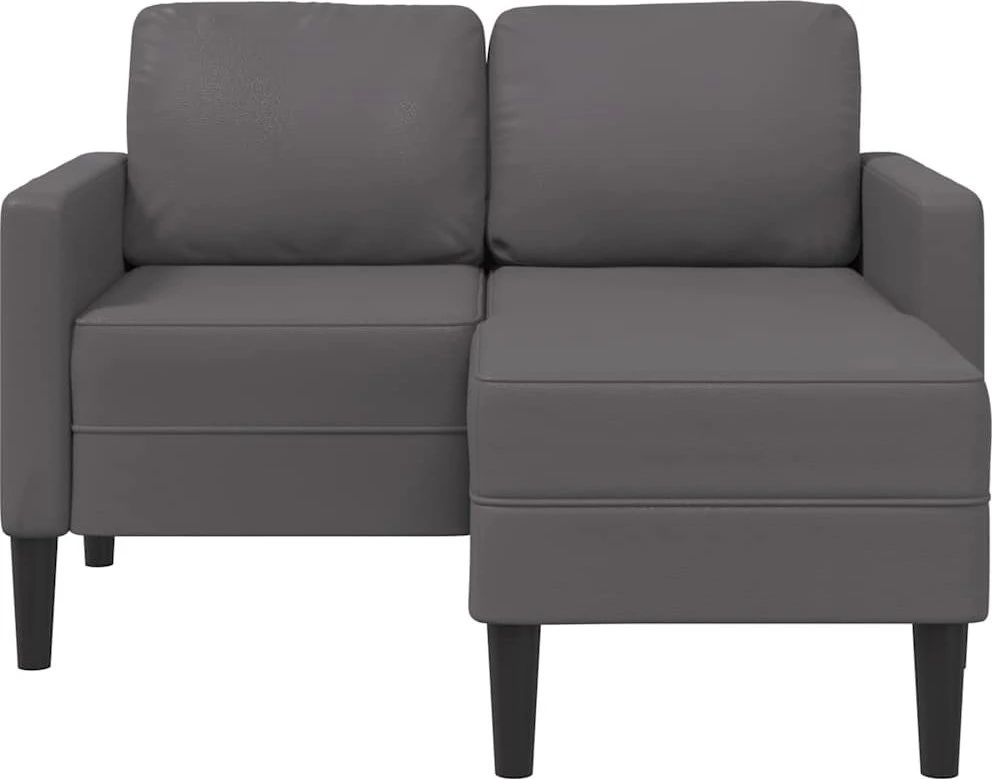 Dvivietė sofa su šezlongu, L formos, pilka, 125 cm, dirbtinė oda