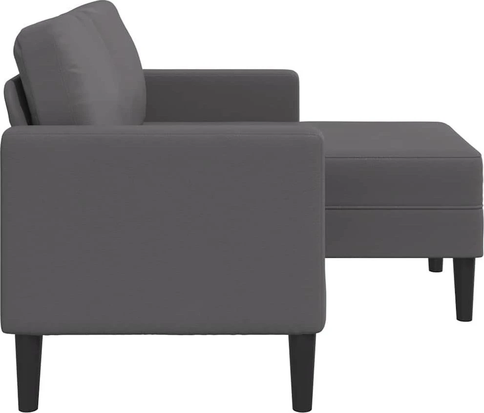 Dvivietė sofa su šezlongu, L formos, pilka, 125 cm, dirbtinė oda