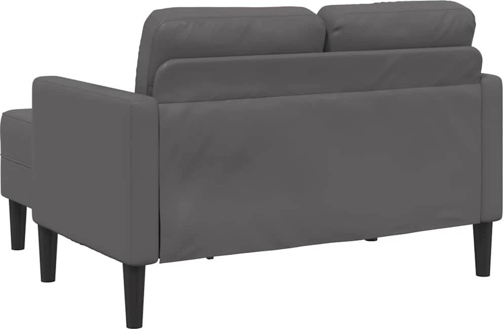 Dvivietė sofa su šezlongu, L formos, pilka, 125 cm, dirbtinė oda