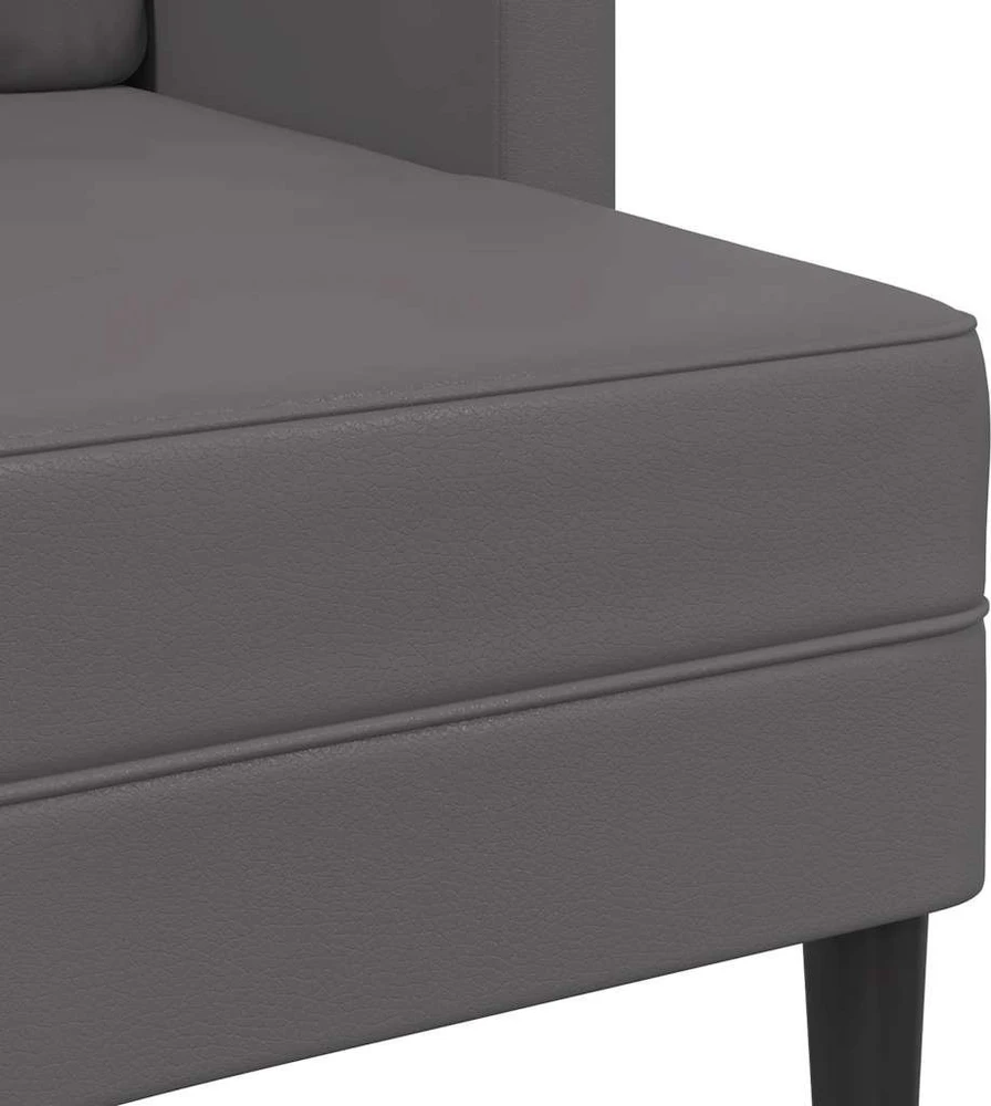 Dvivietė sofa su šezlongu, L formos, pilka, 125 cm, dirbtinė oda