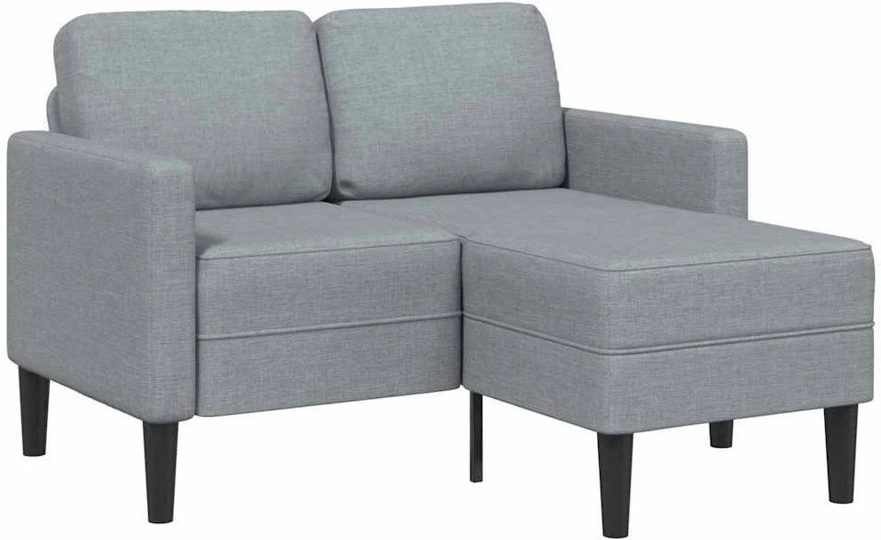 Dvivietė sofa su šezlongu, L formos, šviesiai pilka, 125 cm, audinys