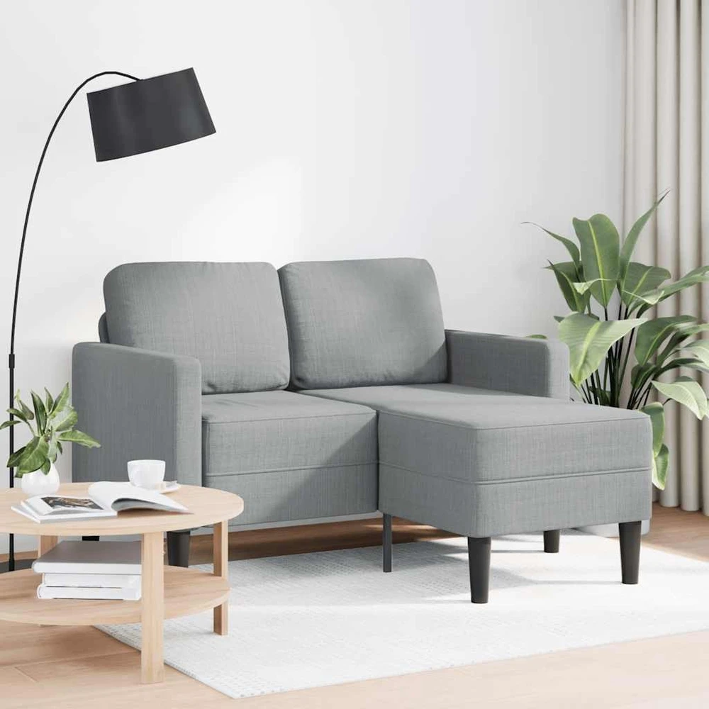 Dvivietė sofa su šezlongu, L formos, šviesiai pilka, 125 cm, audinys
