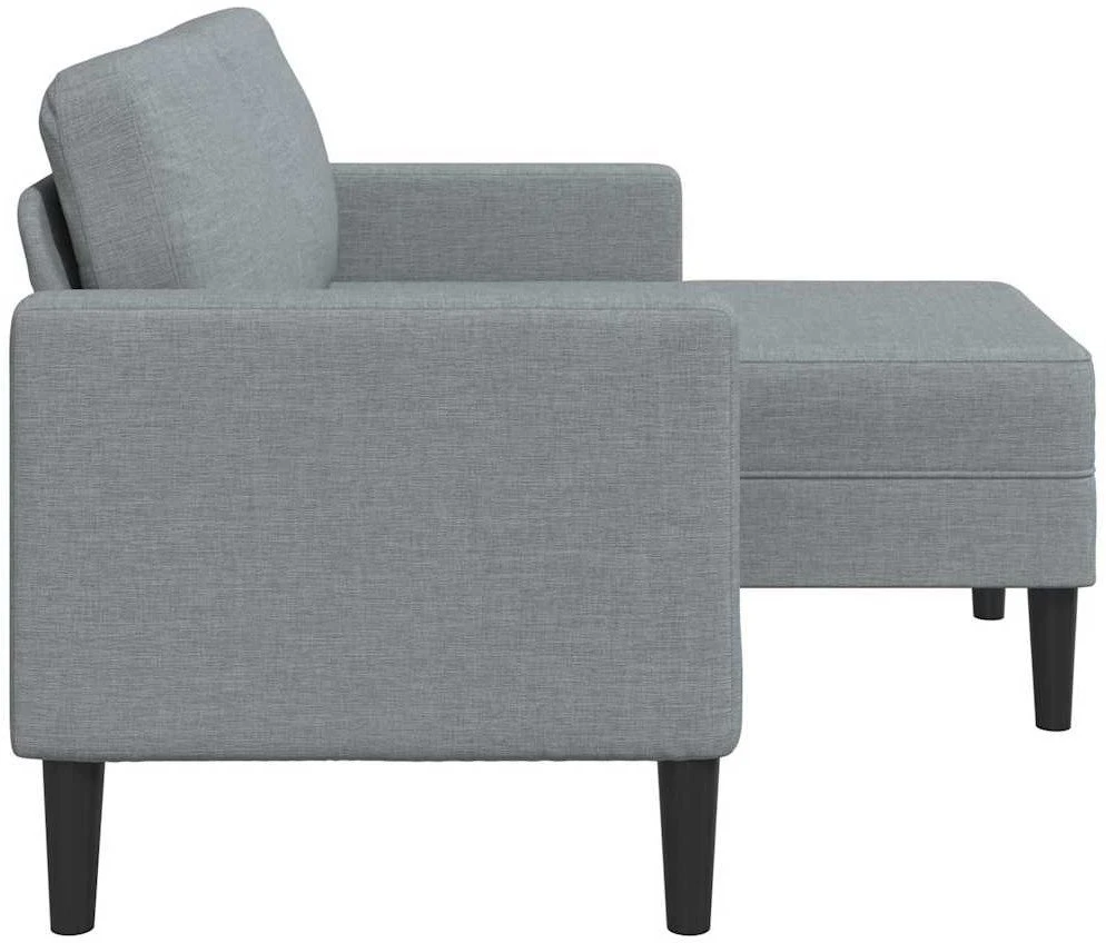 Dvivietė sofa su šezlongu, L formos, šviesiai pilka, 125 cm, audinys