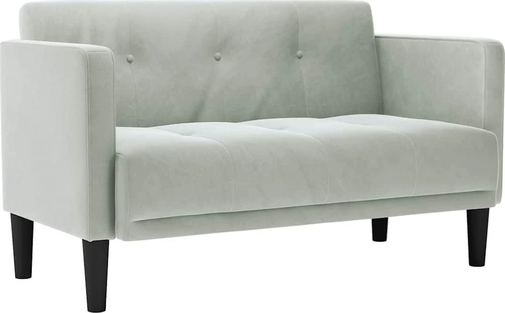 Dvivietė sofa, šviesiai pilka, 111 cm, aksomas