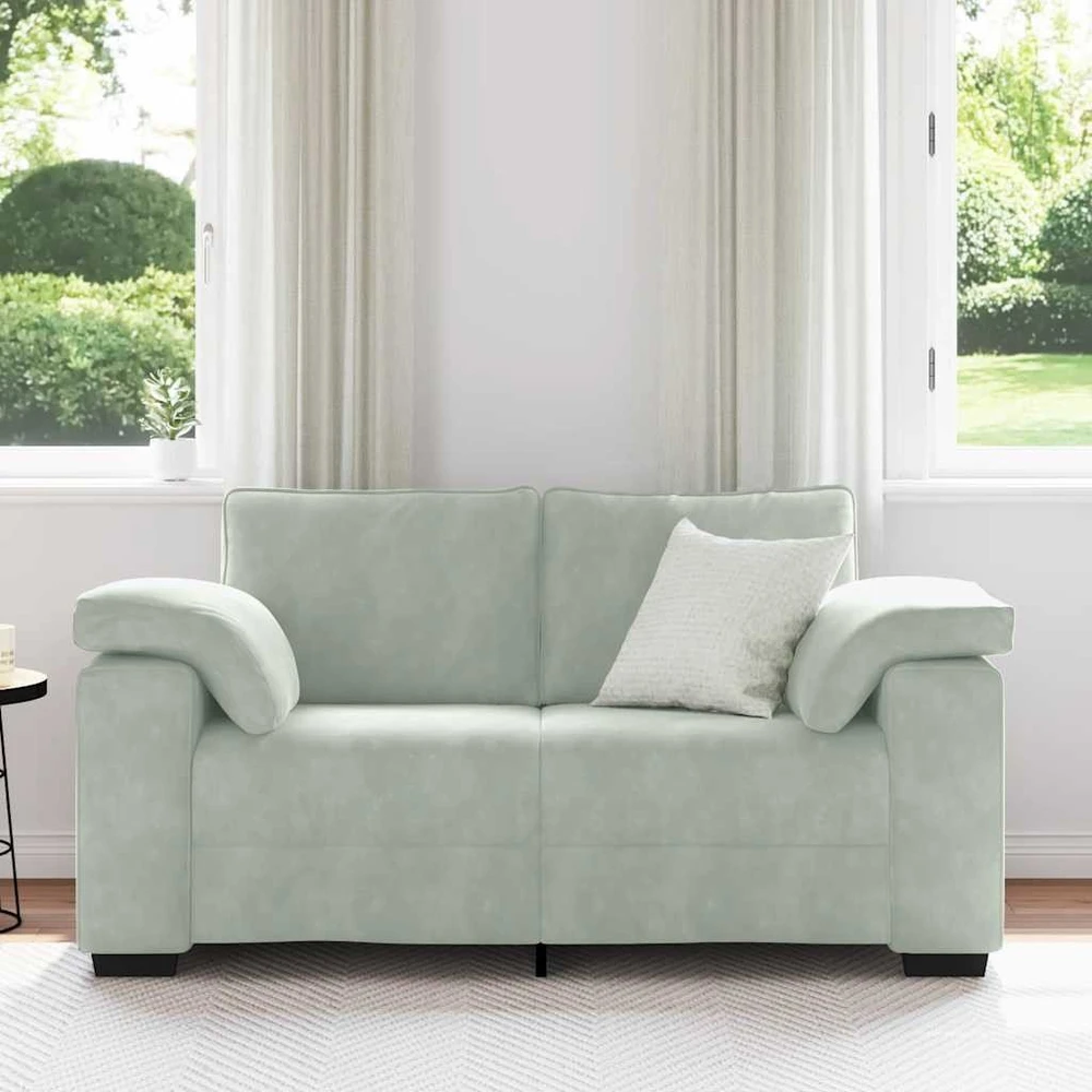 Dvivietė sofa, šviesiai pilka, 160x77x82 cm, aksomas