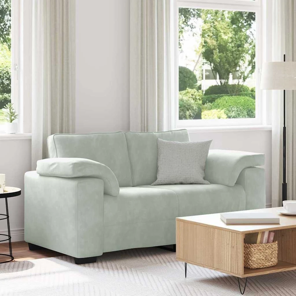 Dvivietė sofa, šviesiai pilka, 160x77x82 cm, aksomas