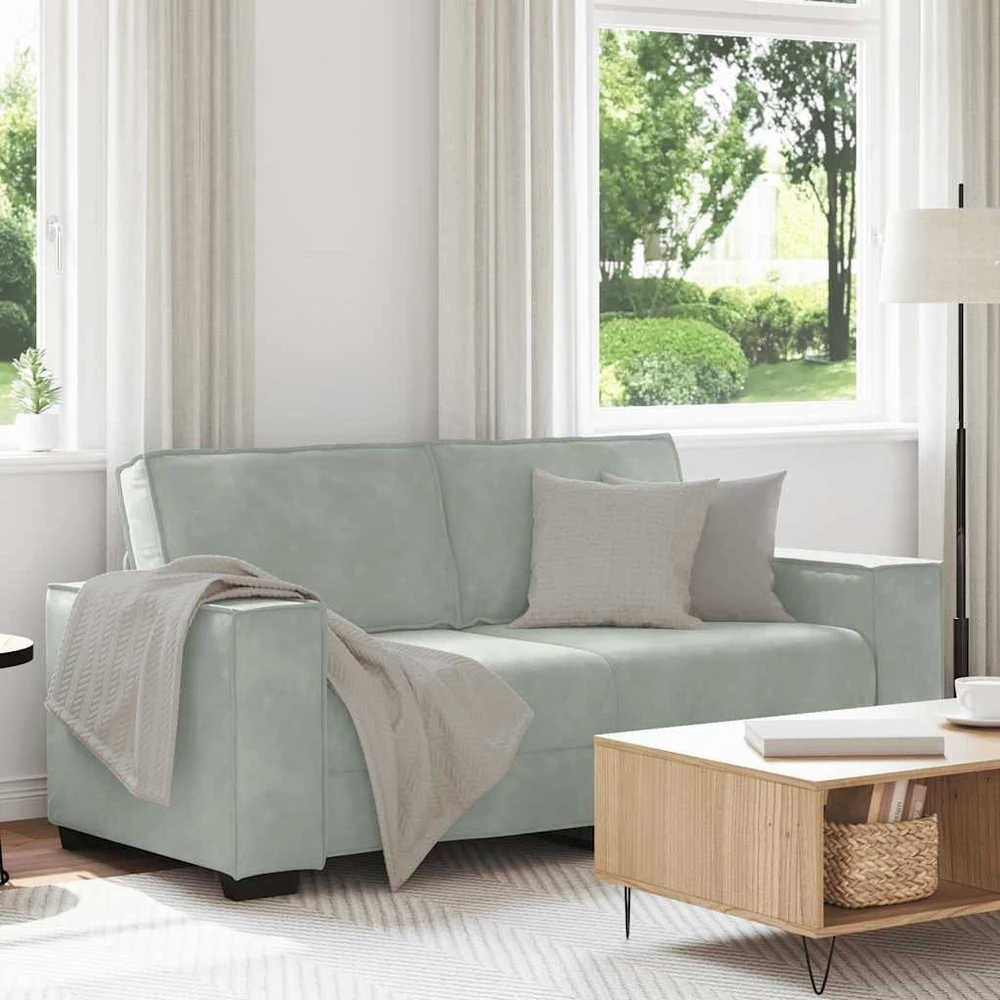 Dvivietė sofa, šviesiai pilka, 180x78x84 cm, aksomas
