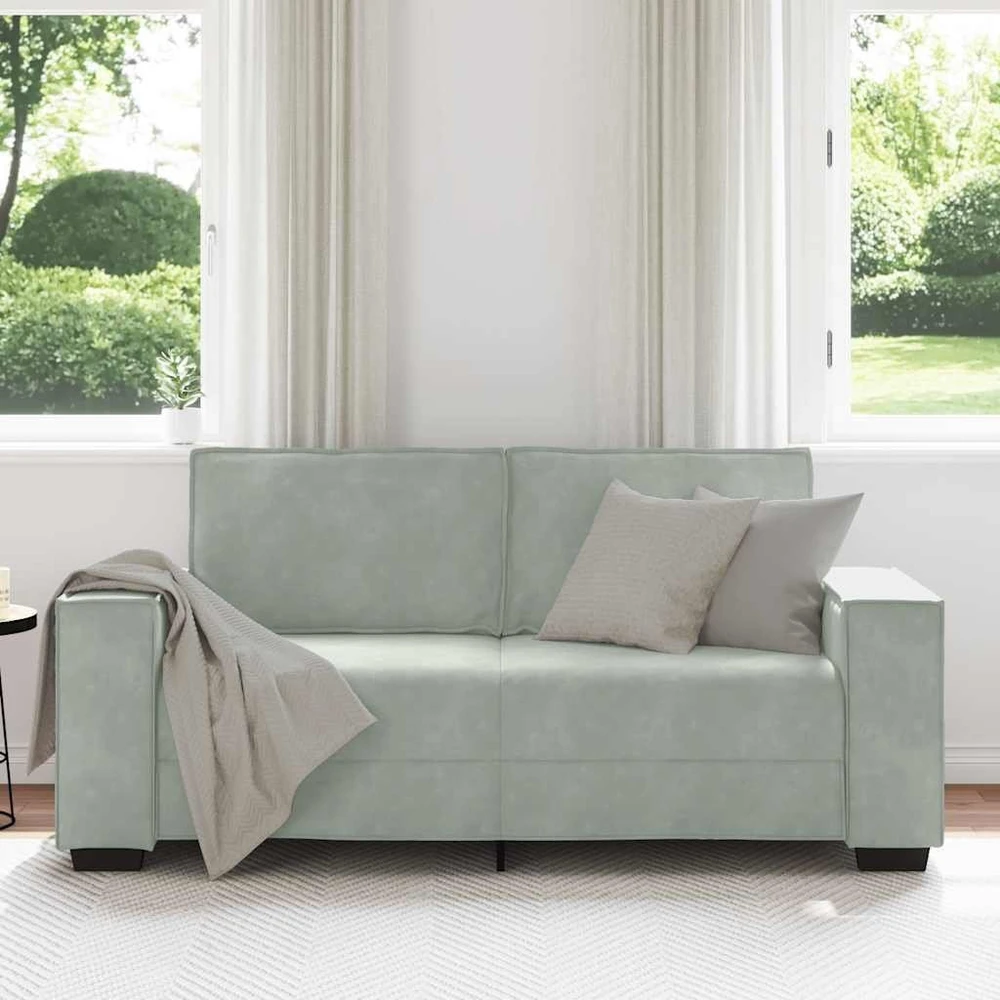 Dvivietė sofa, šviesiai pilka, 180x78x84 cm, aksomas