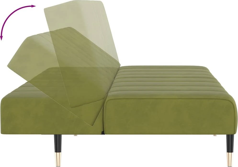 Dvivietė sofa-lova, šviesiai žalios spalvos, aksomas