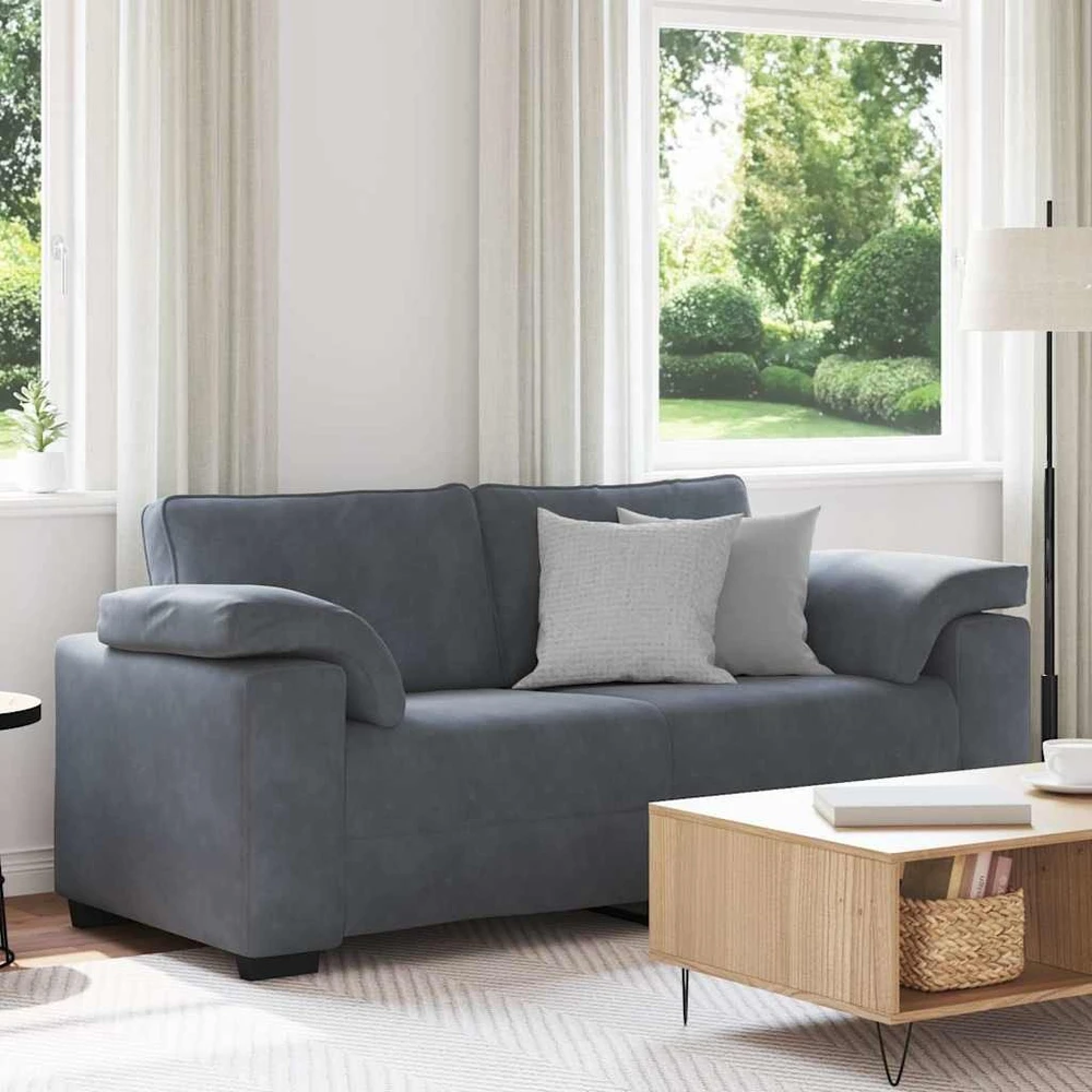 Dvivietė sofa, tamsiai pilka, 180x77x82 cm, aksomas