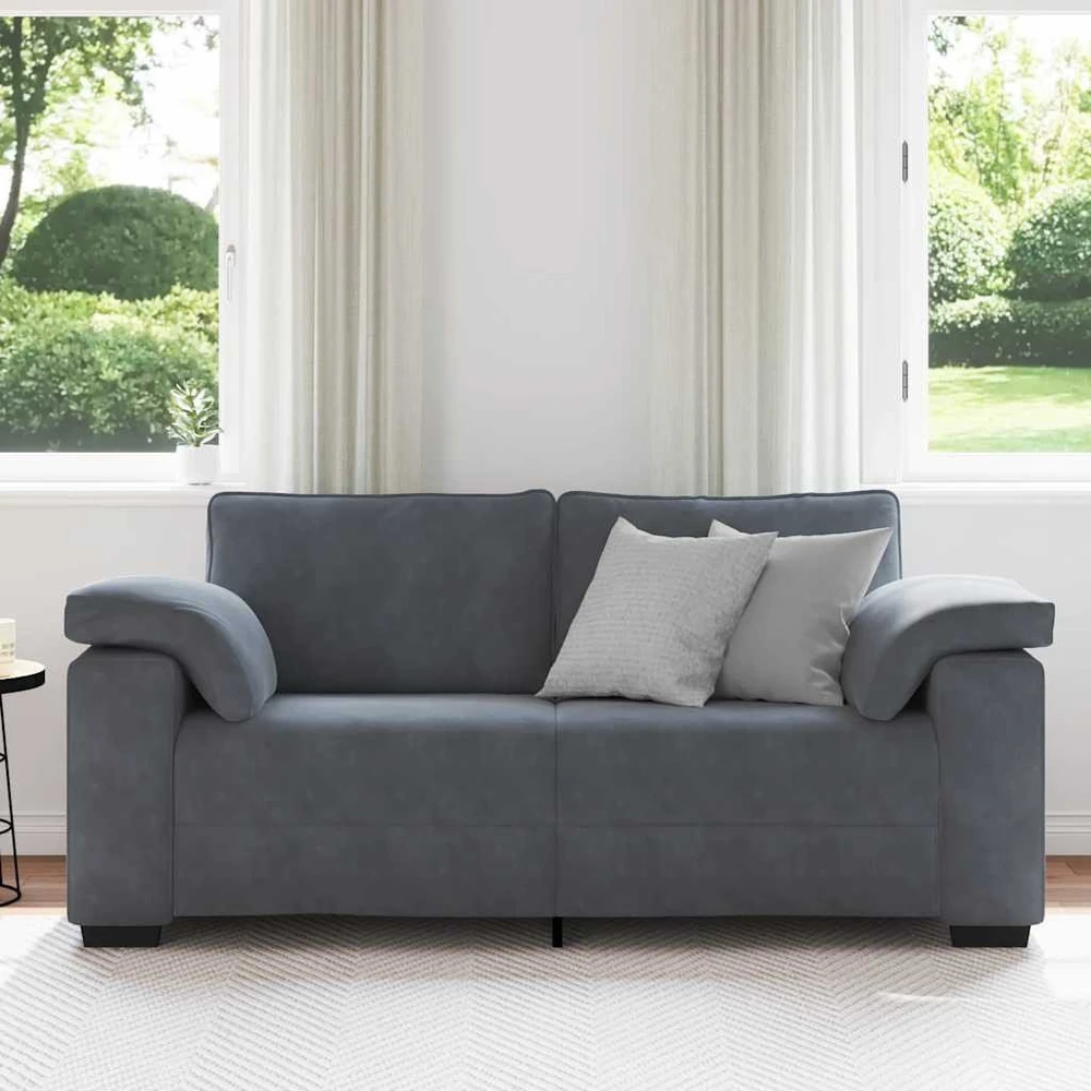 Dvivietė sofa, tamsiai pilka, 180x77x82 cm, aksomas