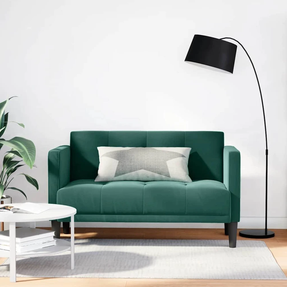 Dvivietė sofa, tamsiai žalia, 111 cm, aksomas