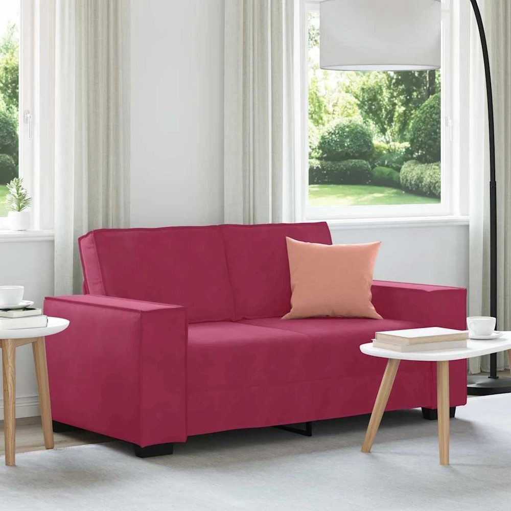 Dvivietė sofa, vyno raudonumo, 160x78x84 cm, aksominė