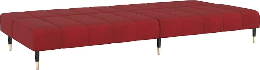 Dvivietė sofa-lova, raudonojo vyno spalvos, aksomas