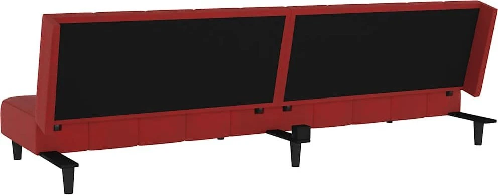 Dvivietė sofa-lova, raudonojo vyno spalvos, aksomas