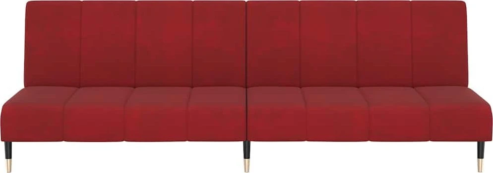Dvivietė sofa-lova, raudonojo vyno spalvos, aksomas