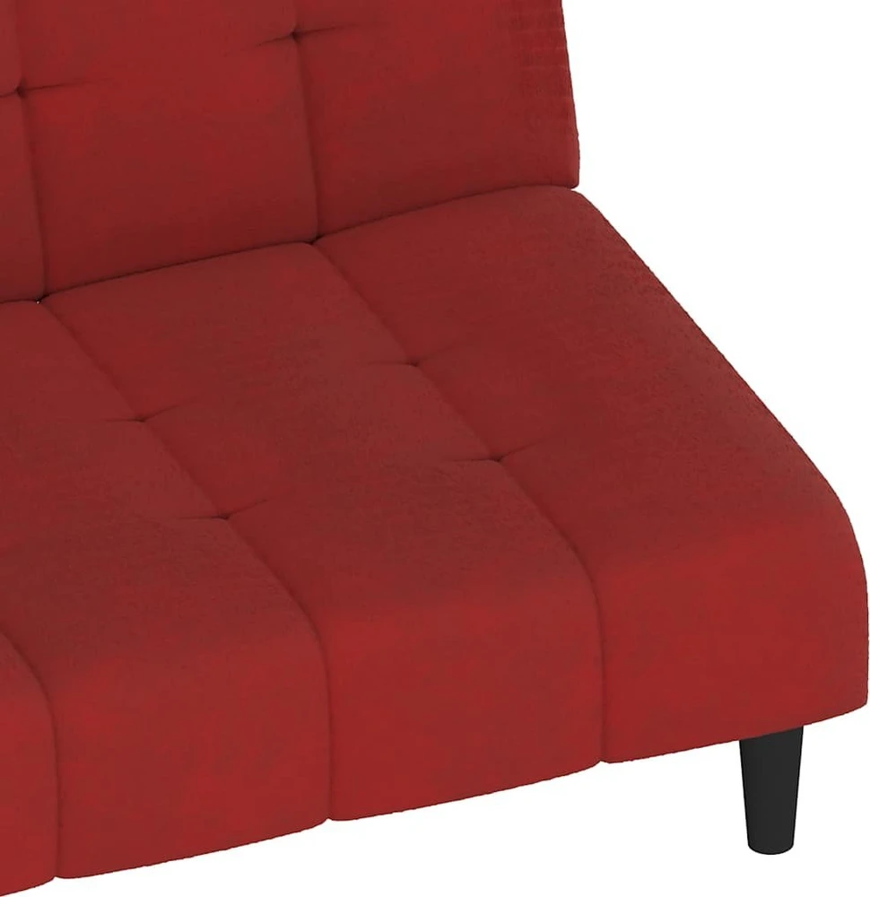 Dvivietė sofa-lova, raudonojo vyno spalvos, aksomas