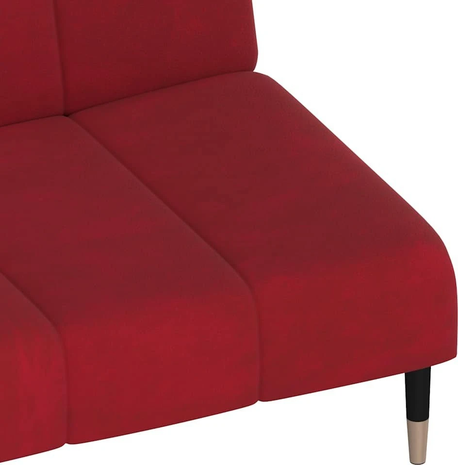 Dvivietė sofa-lova, raudonojo vyno spalvos, aksomas