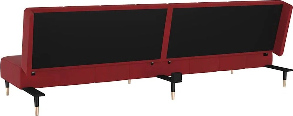 Dvivietė sofa-lova, raudonojo vyno spalvos, aksomas