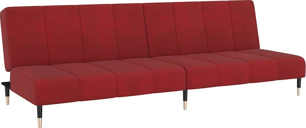 Dvivietė sofa-lova, raudonojo vyno spalvos, aksomas