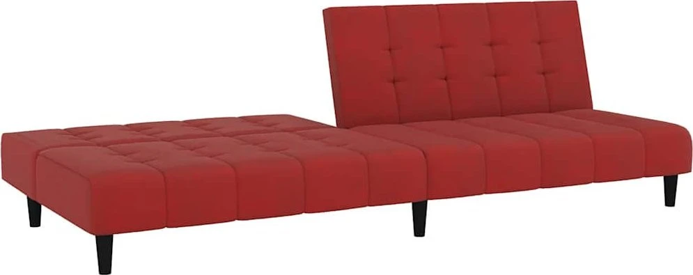 Dvivietė sofa-lova, raudonojo vyno spalvos, aksomas